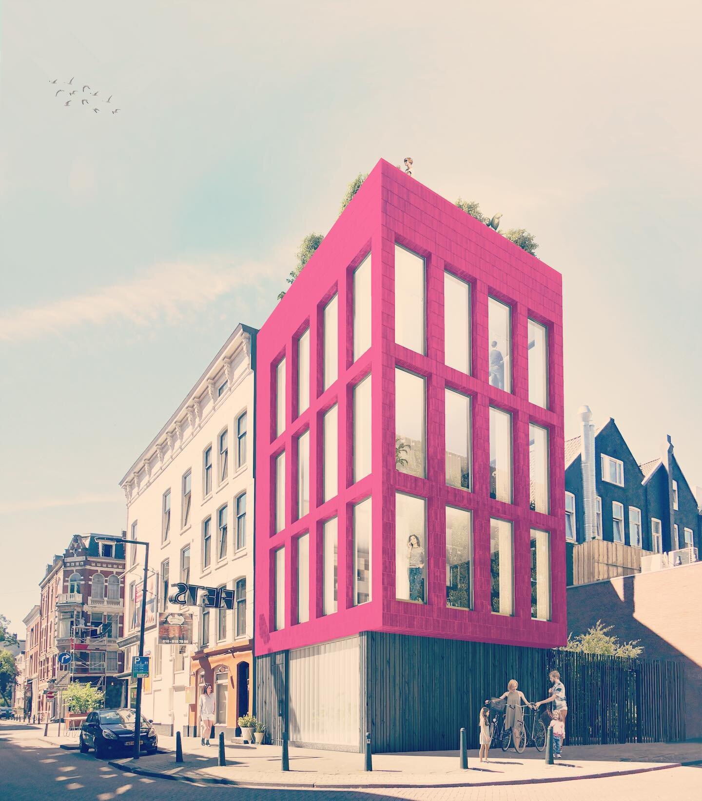 Thinking about color marks in cityscapes made us rethink a suspensed project in Rotterdam. We didn&rsquo;t dare to propose this to the municipality but this happy city centre house was once conceived in a Barragan pink. #pinkhouse