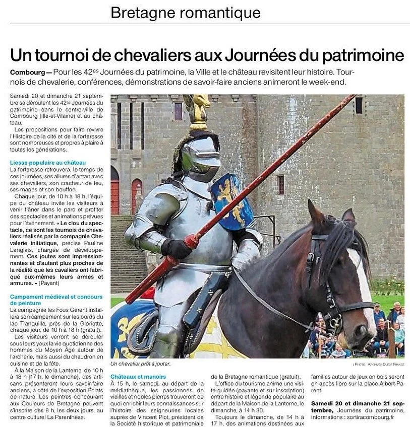 Sous les tours du Ch&acirc;teau de Combourg, l&rsquo;Histoire reprend vie&hellip;
⚔️Chevaliers en armure s&rsquo;affrontent en joute
🔥 Un cracheur de feu impressionnant 
🎶 Musiciens et conteurs redonnent voix aux l&eacute;gendes
👑 Enfants et famil