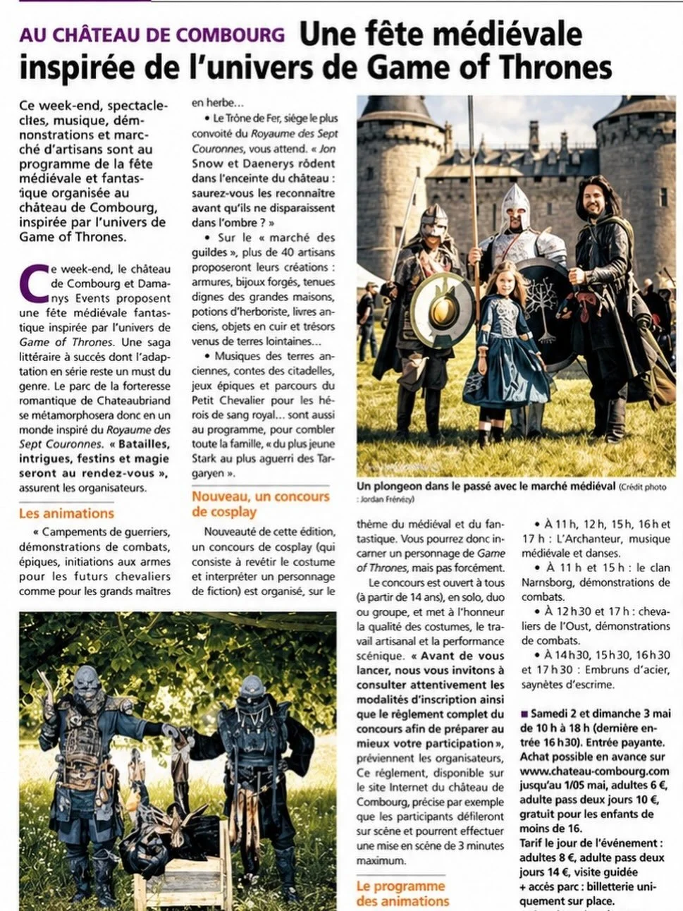 Pays Malouin met &agrave; l&rsquo;honneur notre prochain &eacute;v&eacute;nement 📰 Nous sommes ravis de voir notre F&ecirc;te &amp; March&eacute; M&eacute;di&eacute;val et Fantastique du Ch&acirc;teau de Combourg mise en lumi&egrave;re ! Plongez le 