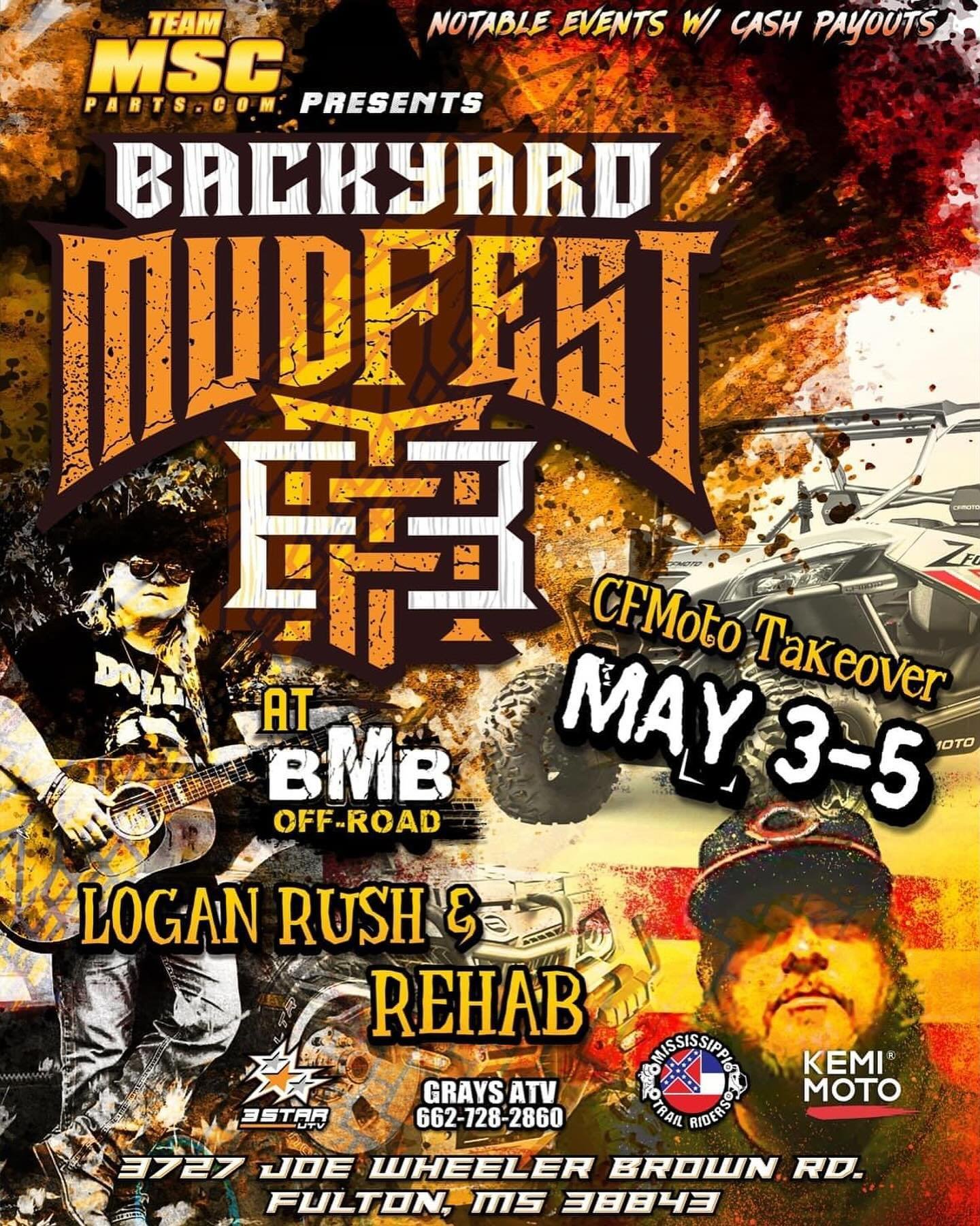 See us May 4th at The Backyard Mudfest in Fulton MS! #rehabmusic #wearerehab #ontour