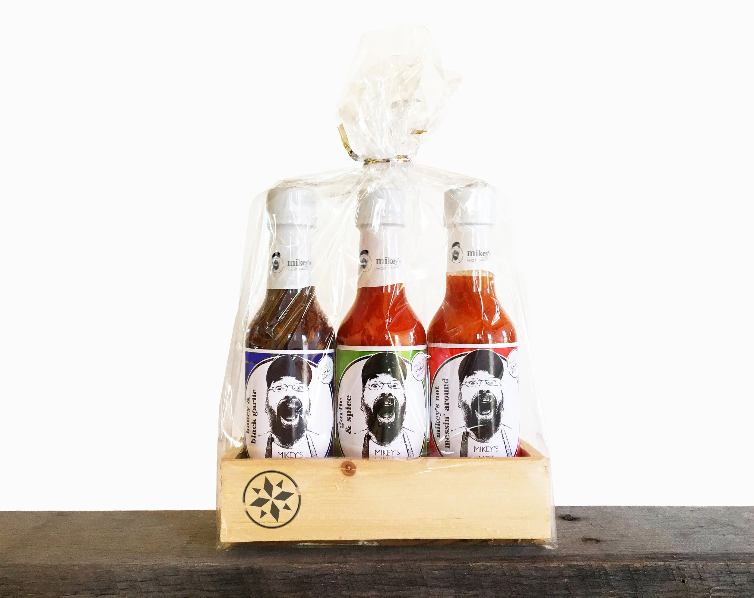 Mikey's Hot Sauce 3-Pack w/Mini Stenciled Crate