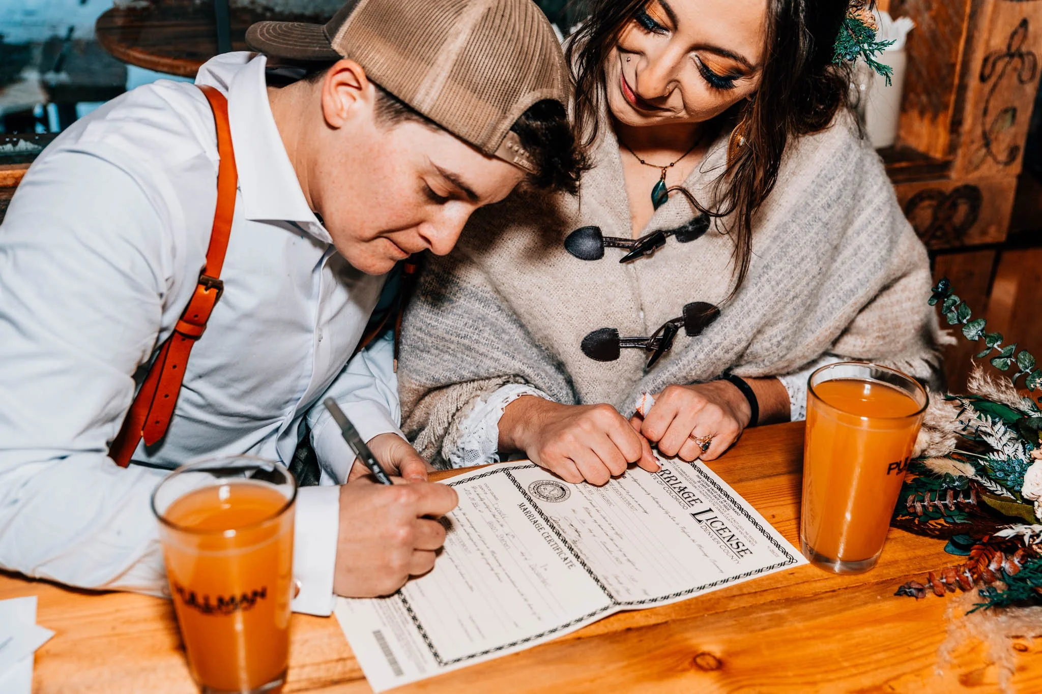 Couple self solemnizing their colorado elopement