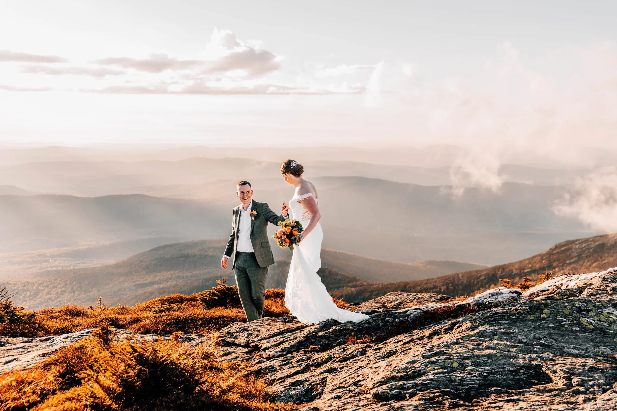 Mt. Mansfield sunset elopement