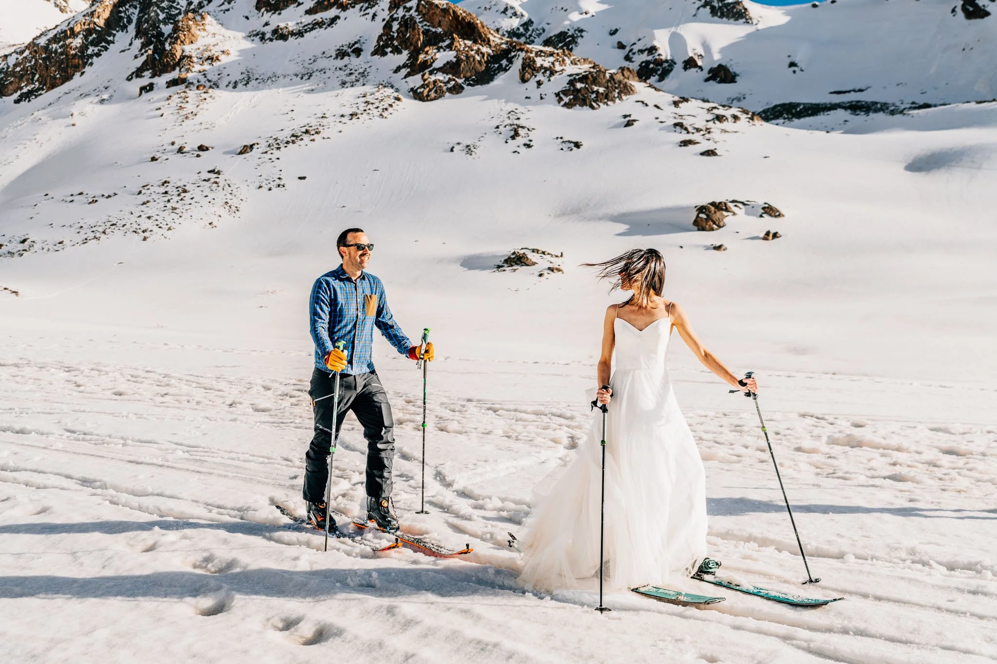 Backcountry skiing elopement in colorado