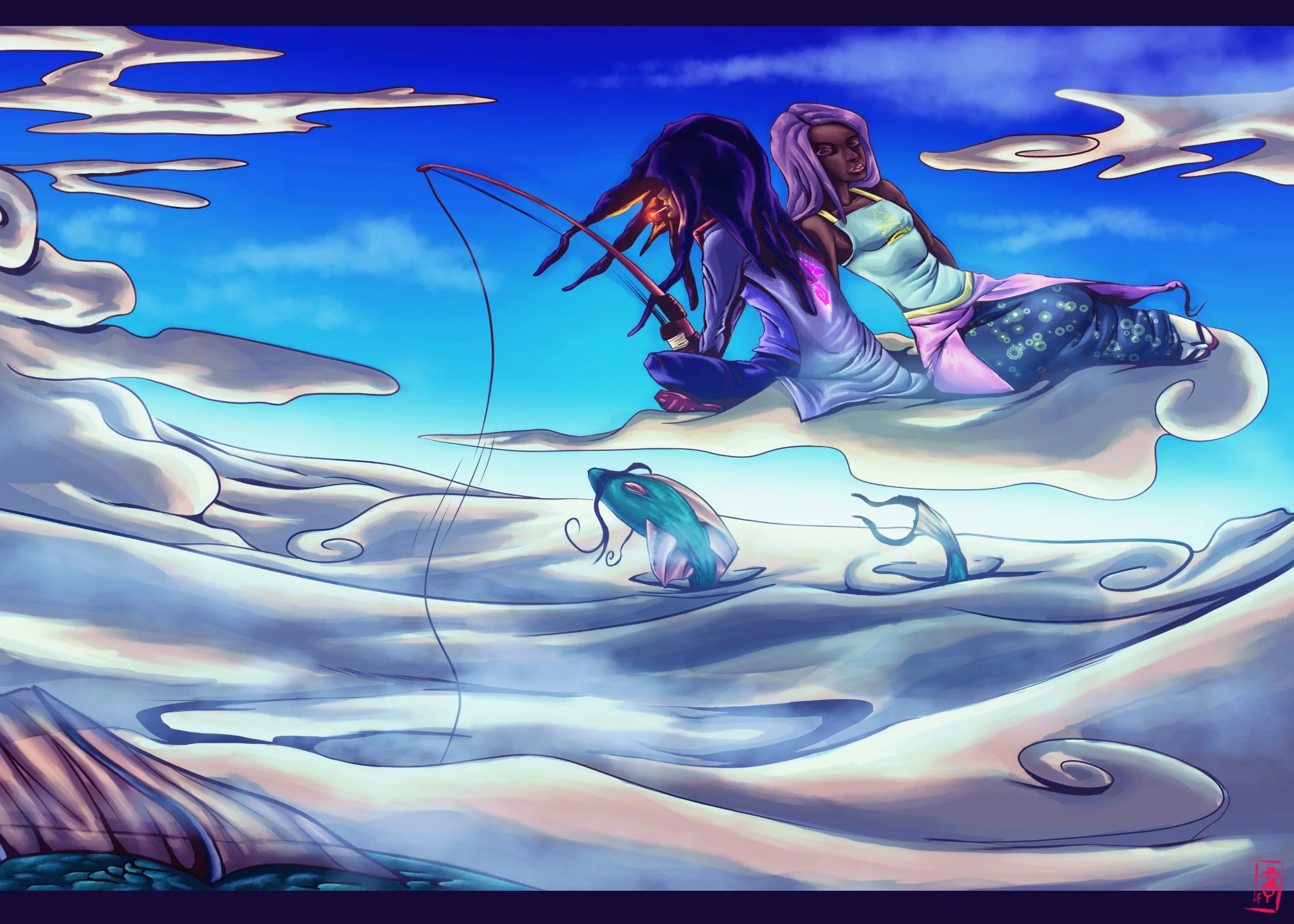 Mini Prints : Cloud Fishing Lovers