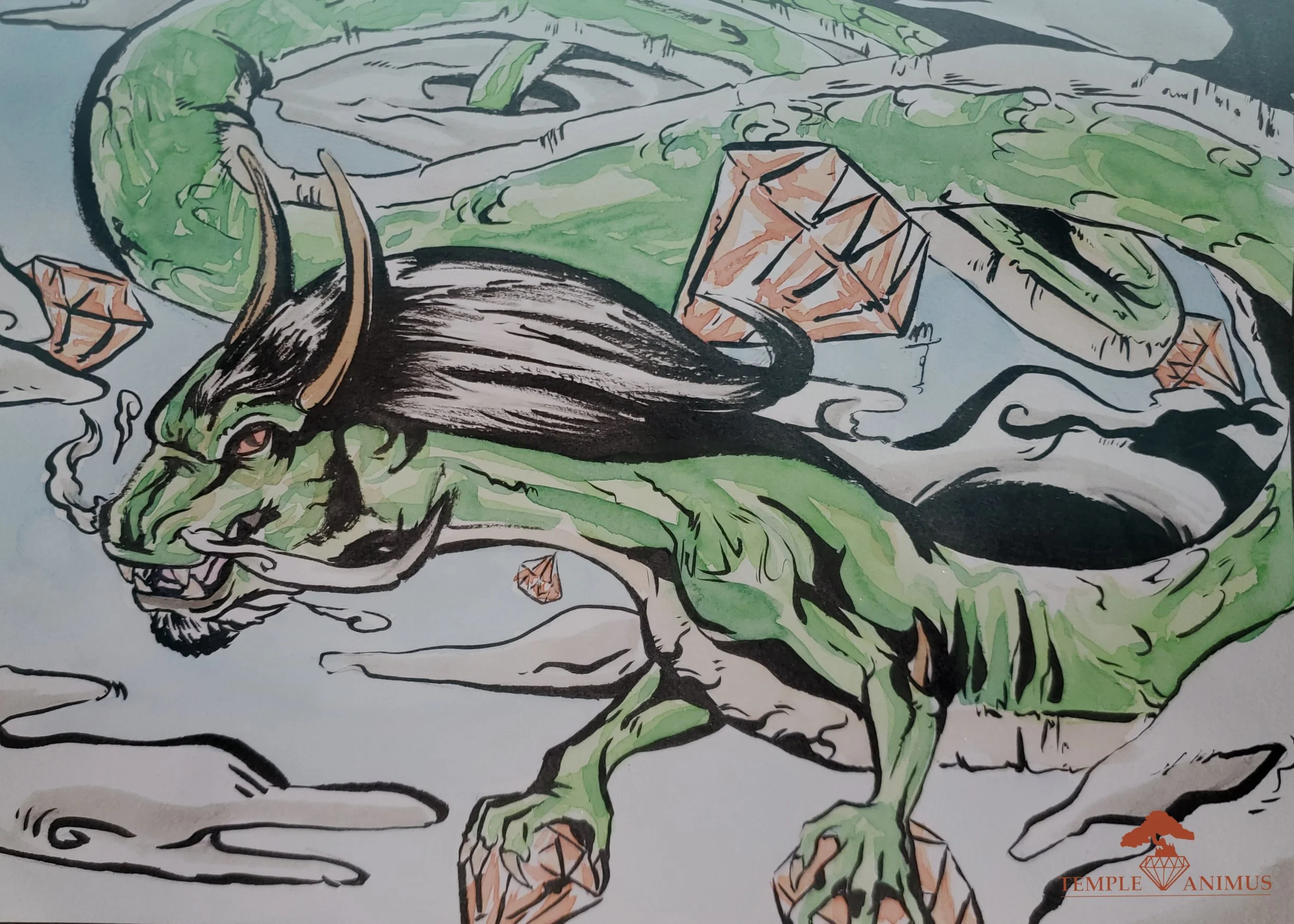 Mini Prints : Green Sky Dragon