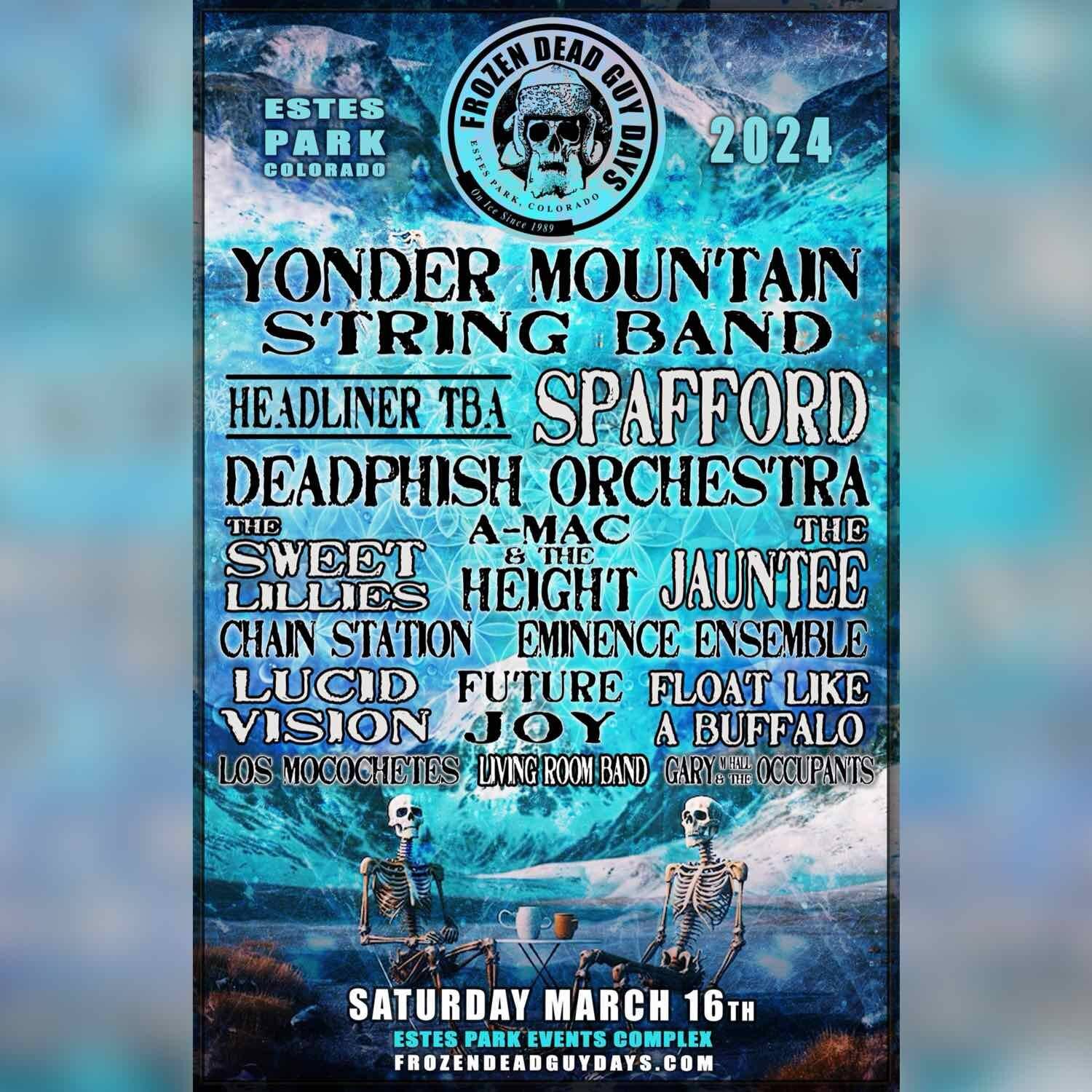 ❄️🦬🪩 FESTIVAL ANNOUNCEMENT 🪩🦬❄️

Here we go! First festival announcement of 2024! We're thrilled to be included on this year's lineup for @frozendeadguydays and can't wait to warm it up with y'all in Estes Park on March 16, along with @yondermoun