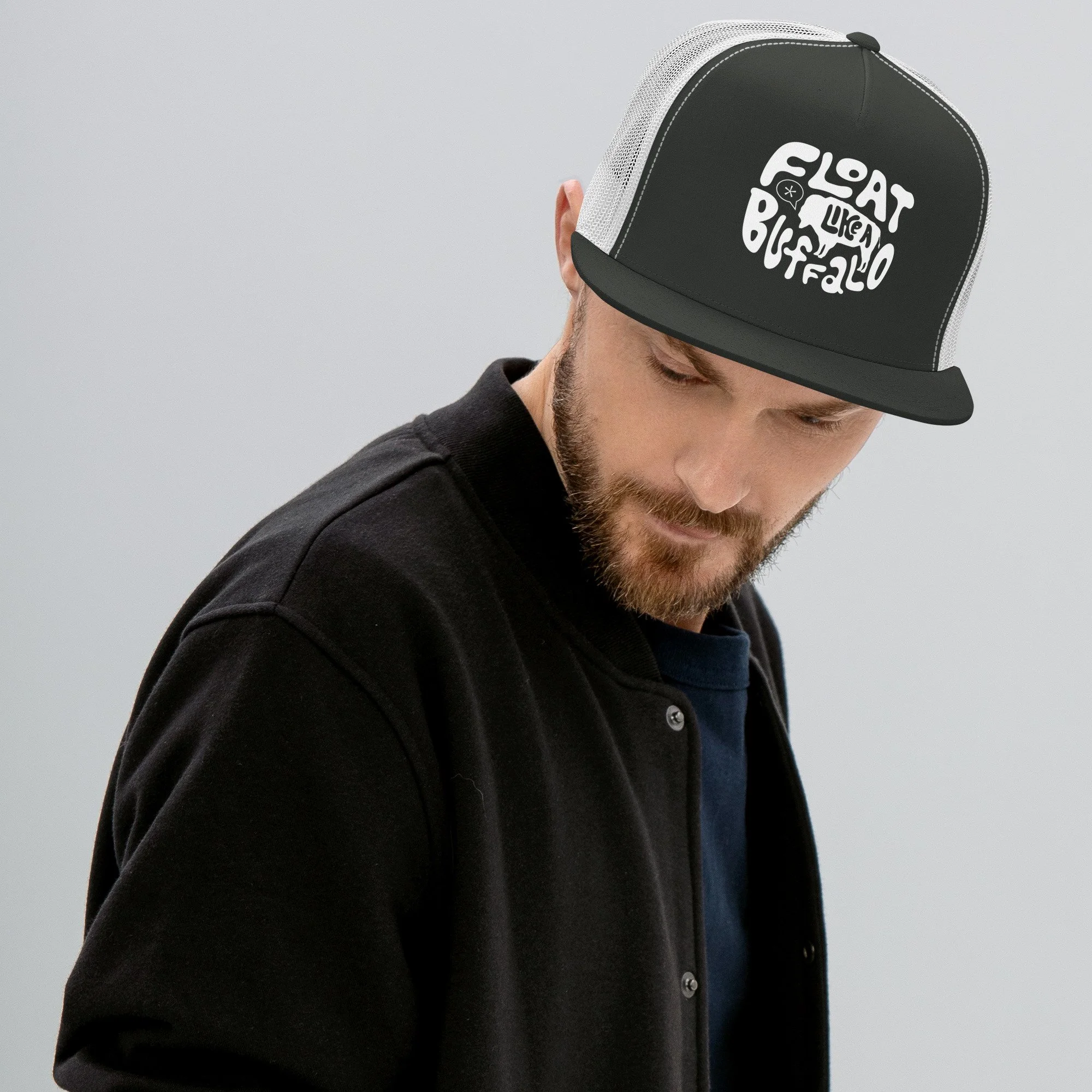 5-panel-trucker-cap-charcoal-white-front-677c6a7b7f345.jpg
