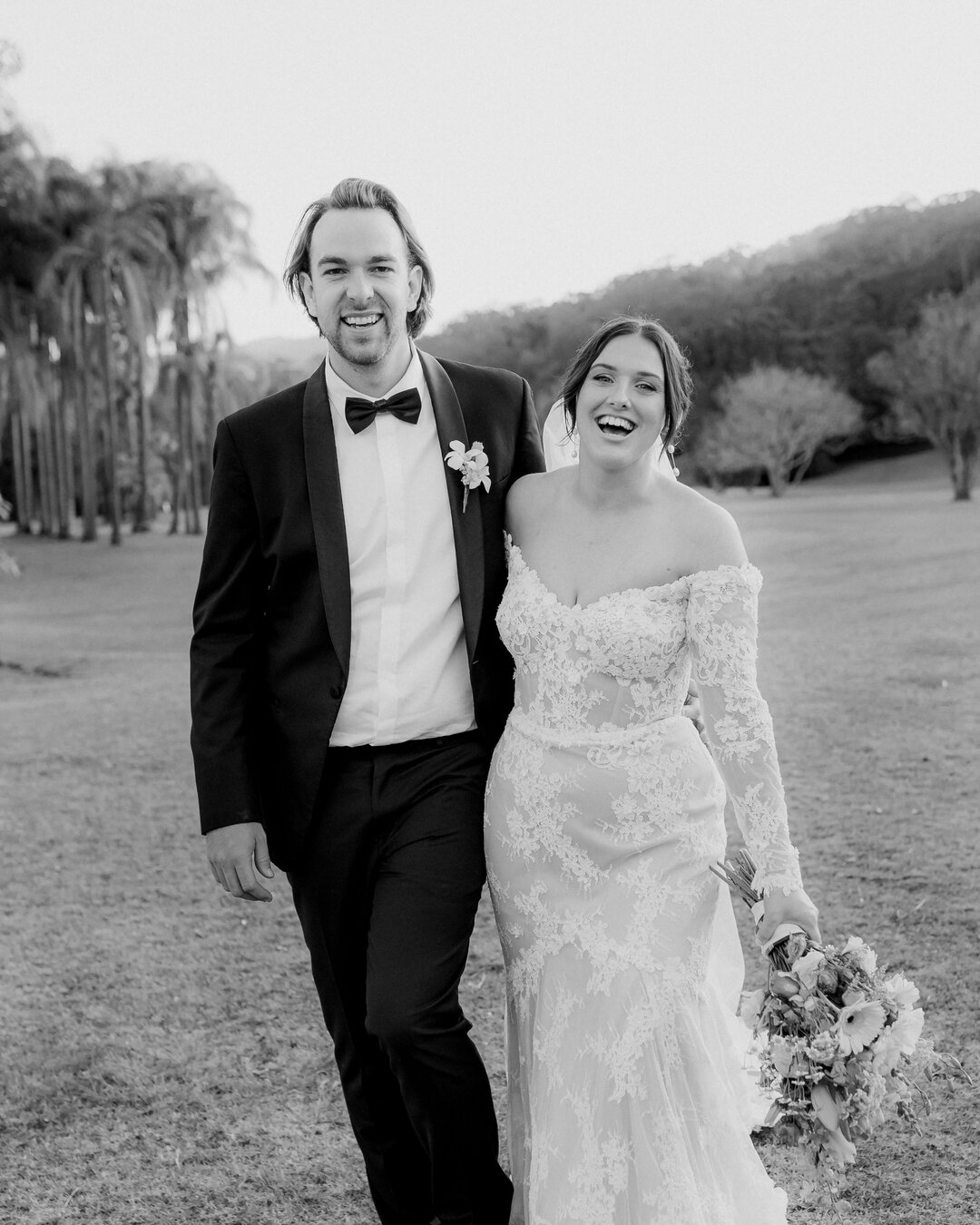 Caitlin and Jordan laughing their asses off during their wedding in the beautiful Gold Coast Hinterland ❤️