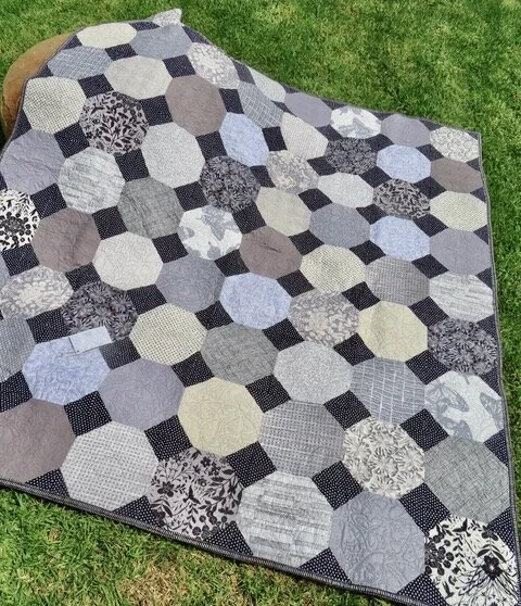 Black, White and Gray Snowball Quilt