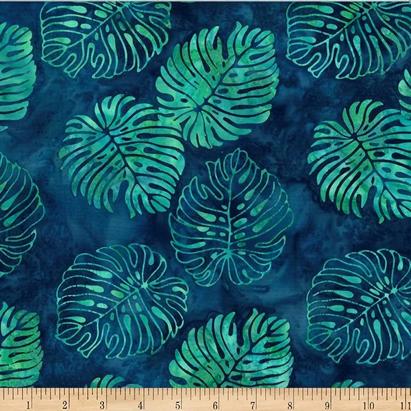 Bali Batik - Tropical Treasures - Monstera Leaf - Deep Teal