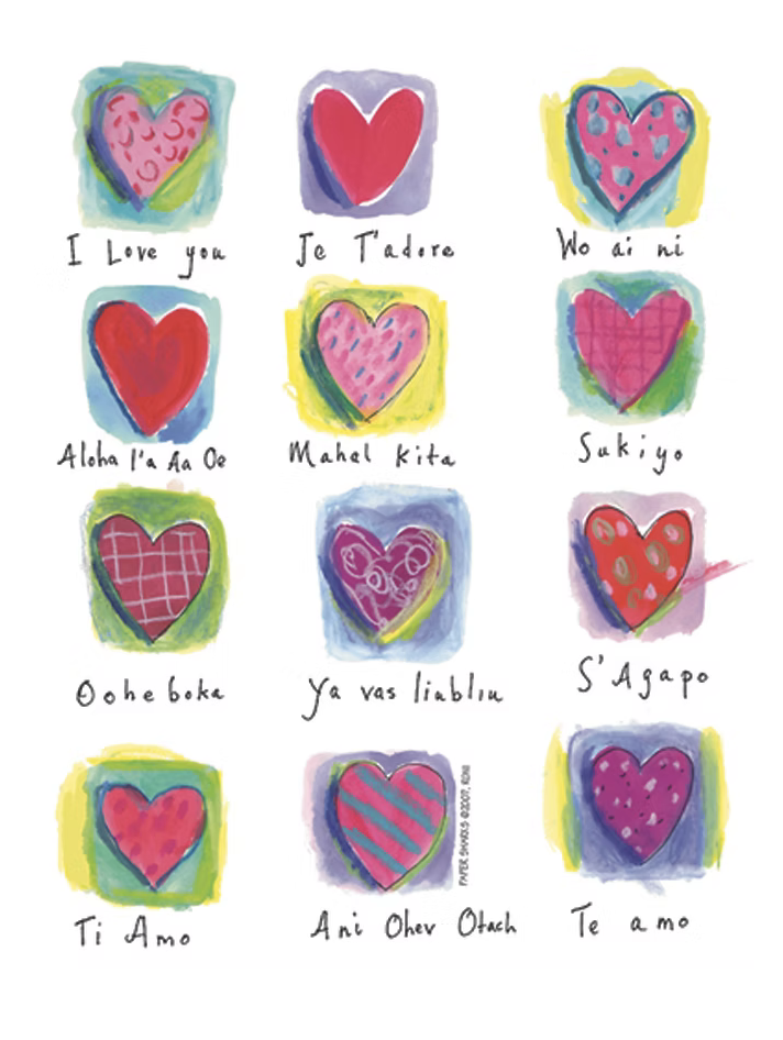 Flour Sack Towel - Love You Hearts