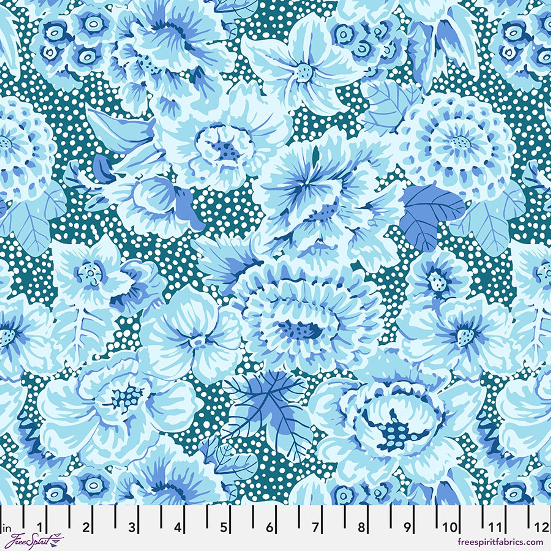 New! From the Archives Collection - Floral with Dots - Blue