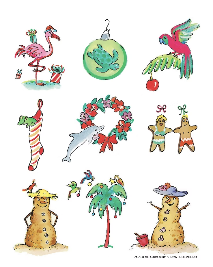 Flour Sack Towel - Tropical Christmas