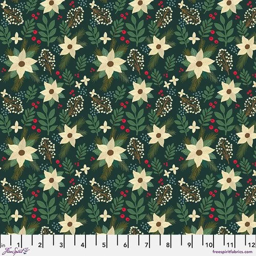 Christmas Cabin - Winter Floral - Green