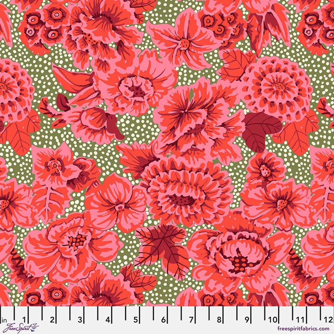 New! From the Archives Collection - Floral with Dots - Red