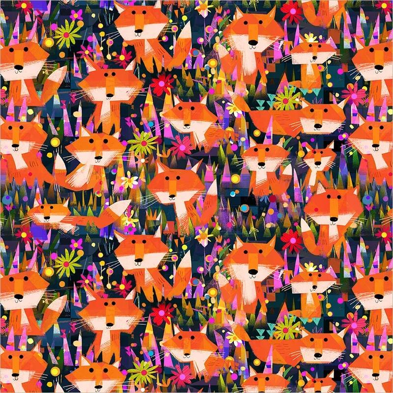 55456D-2-Foxes & Flowers-Midnight Blue.webp