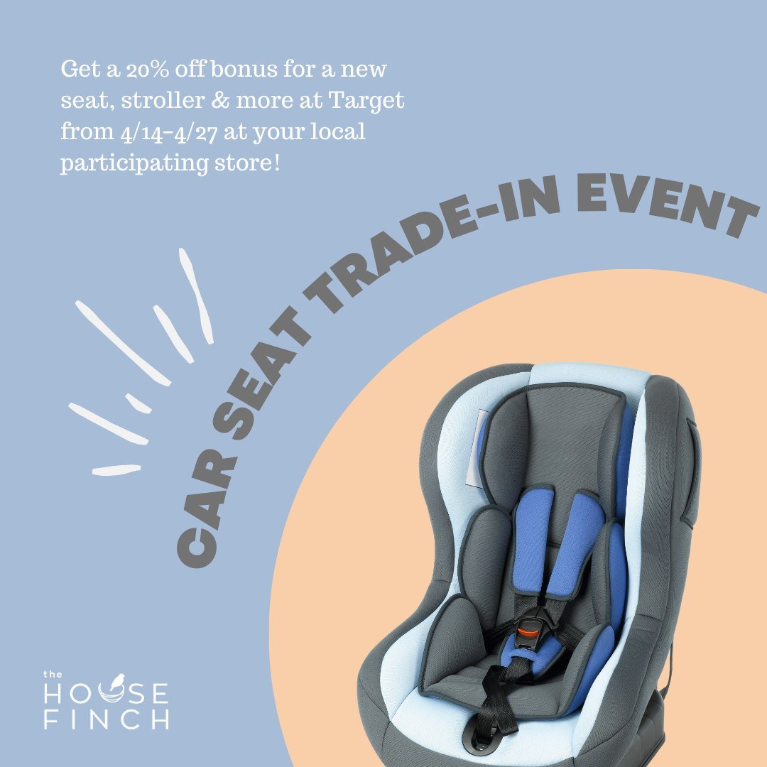 It's that time again! It's the Car Seat Trade-In Event at Target! From April 14th through the 27th, take any used car seat or base to your local Target and leave it in the designated bin. You will receive a 20% coupon to purchase a new car seat, stro