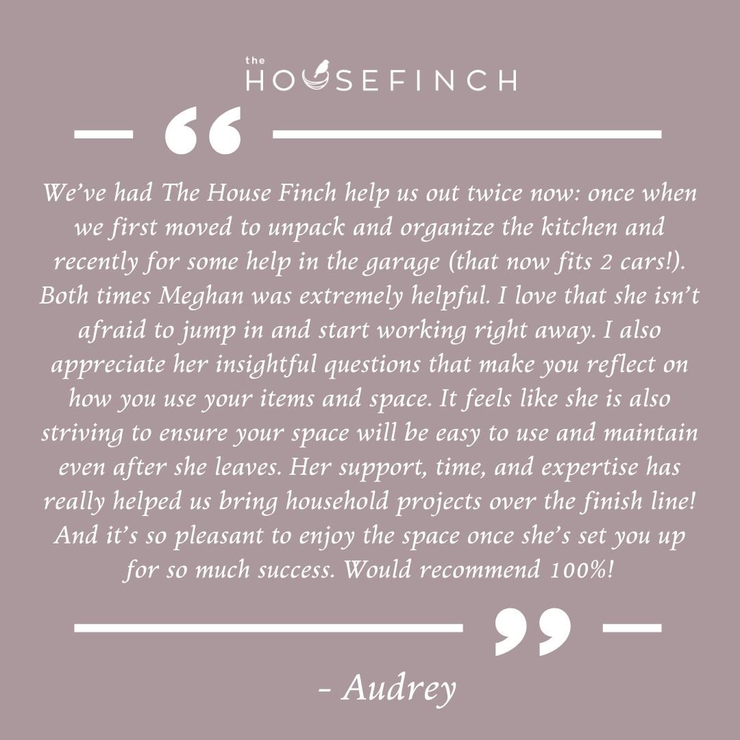 Setting you up for success is one of our top priorities when we work with you to organize your home! Thank you for this glowing review, Audrey! 🙂

#thehousefinch #rva #professionalorganizer #getorganized #organizedhome #organize #declutter #homeorga