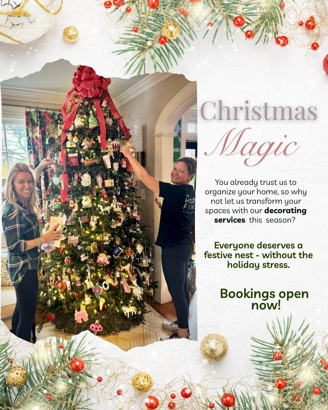 It's almost the most wonderful time of year! Start your season stress-free and let us handle your decorating for you! Spots are limited so sign up now! 

https://thehousefinch.hbportal.co/public/68f141efbc474e0035e33855