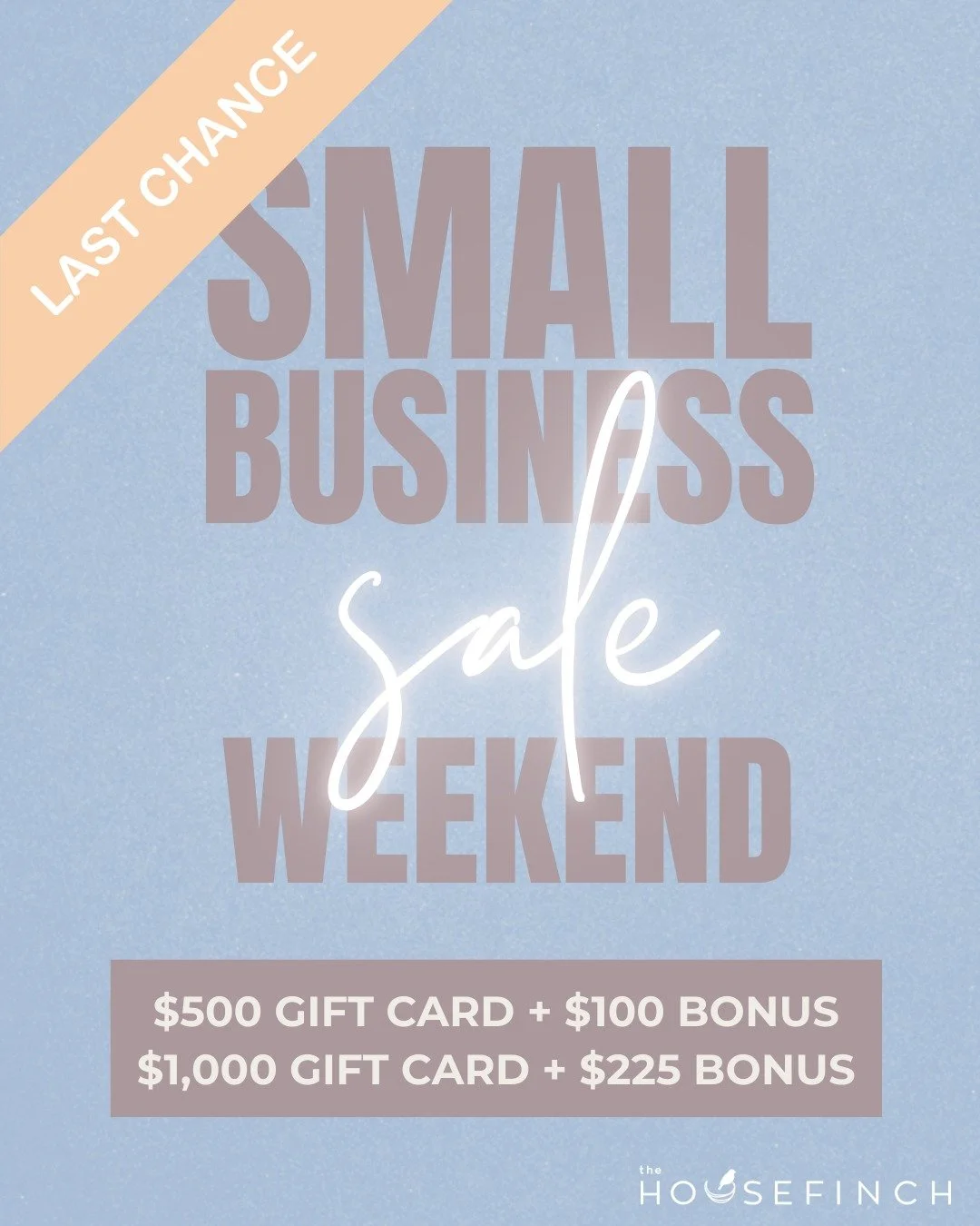 It's the LAST DAY to take advantage of our Small Business Weekend Sale! 

Here's all you need to know:
⭐ 2 Gift Card options available: $500 gift card + $100 BONUS or $1,000 gift card + $225 BONUS
⭐ $500 Package = One 5 hour session with one organize