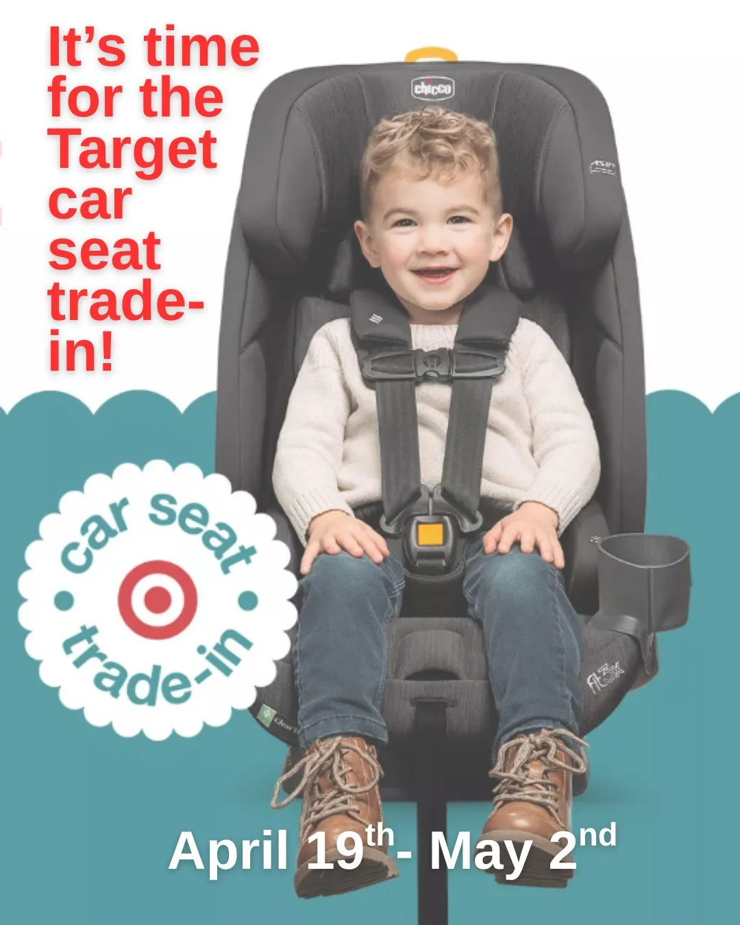 It's that time again...the Target Car Seat Trade-In Event! If you have old car seats, any condition, lying around, take them to Target, scan the QR code, drop them in the bin and receive a bonus right to your Wallet on the Target app!