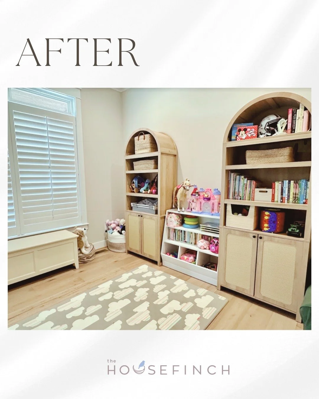 Playrooms can be beautiful too! 

We are obsessed with these new storage cabinets which give an elevated look AND more space to store toys!
