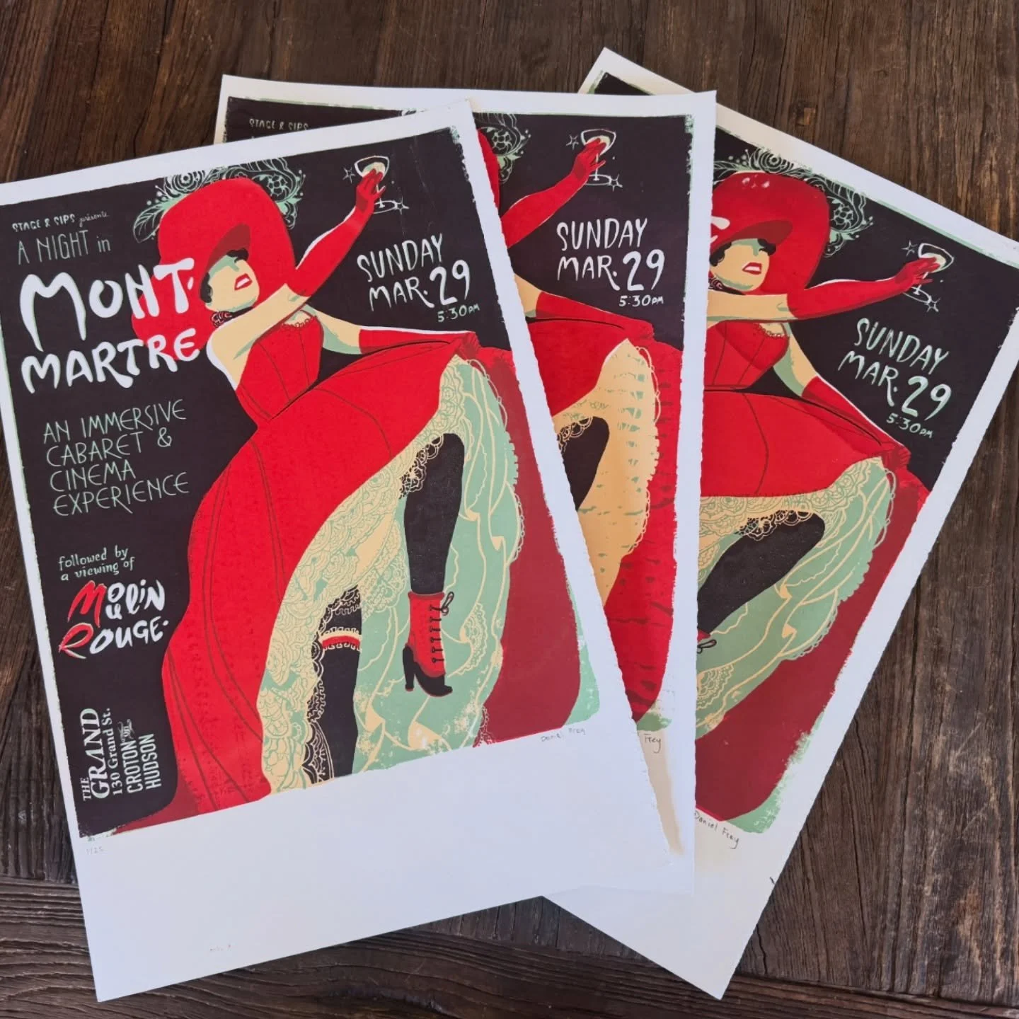 Hot off the press- our event poster! Go watch @illustreus making them over on his page, then grab one at the show! Each screen print is unique with its own quirks&hellip; the beauty of hand-crafted art. Daniel will be there with his popcorn cart of a