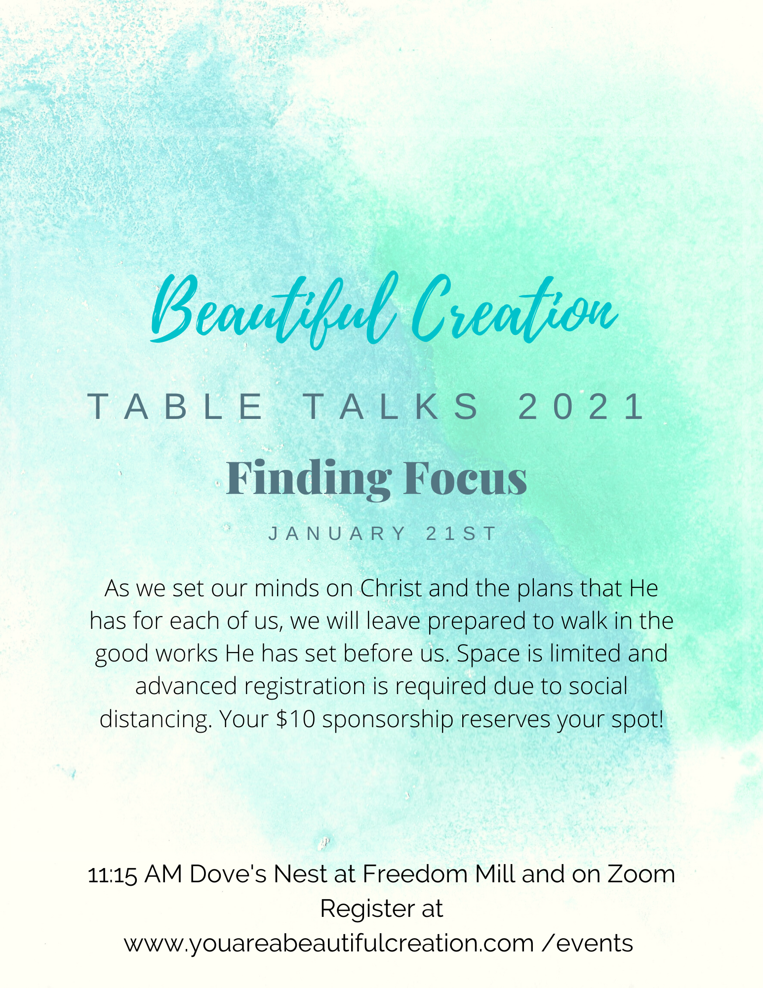 Table Talks--Finding Focus in the Dove's Nest