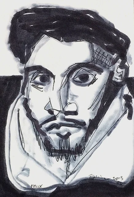 Drawing after El Greco 2003, 7X5 inches, magic marker on paper