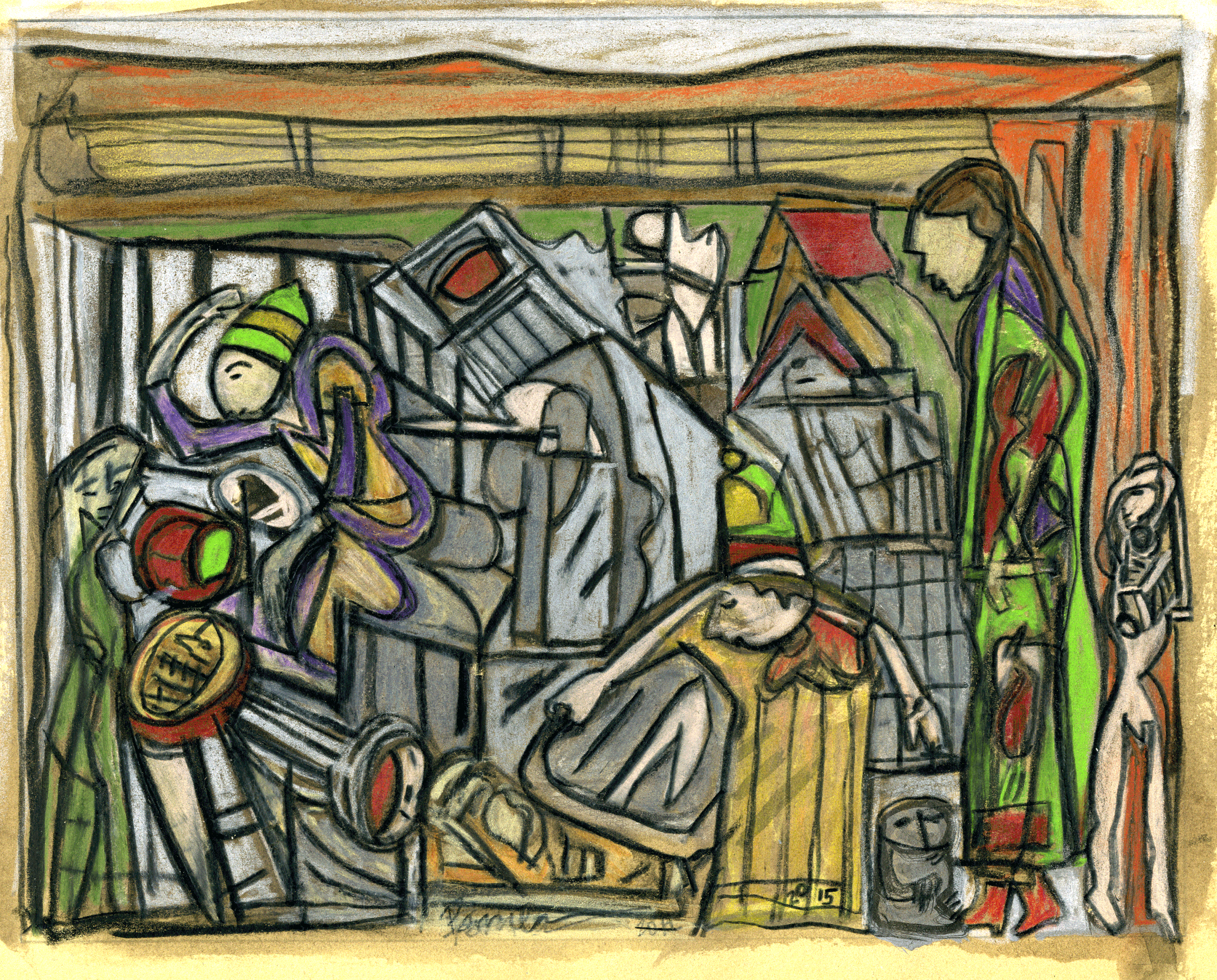 Congreso de brujos 2015, 6X9 inches, brown ink and color pencil on paper