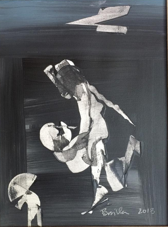Random Run, 2018, 14"X11", Acrylic on paper