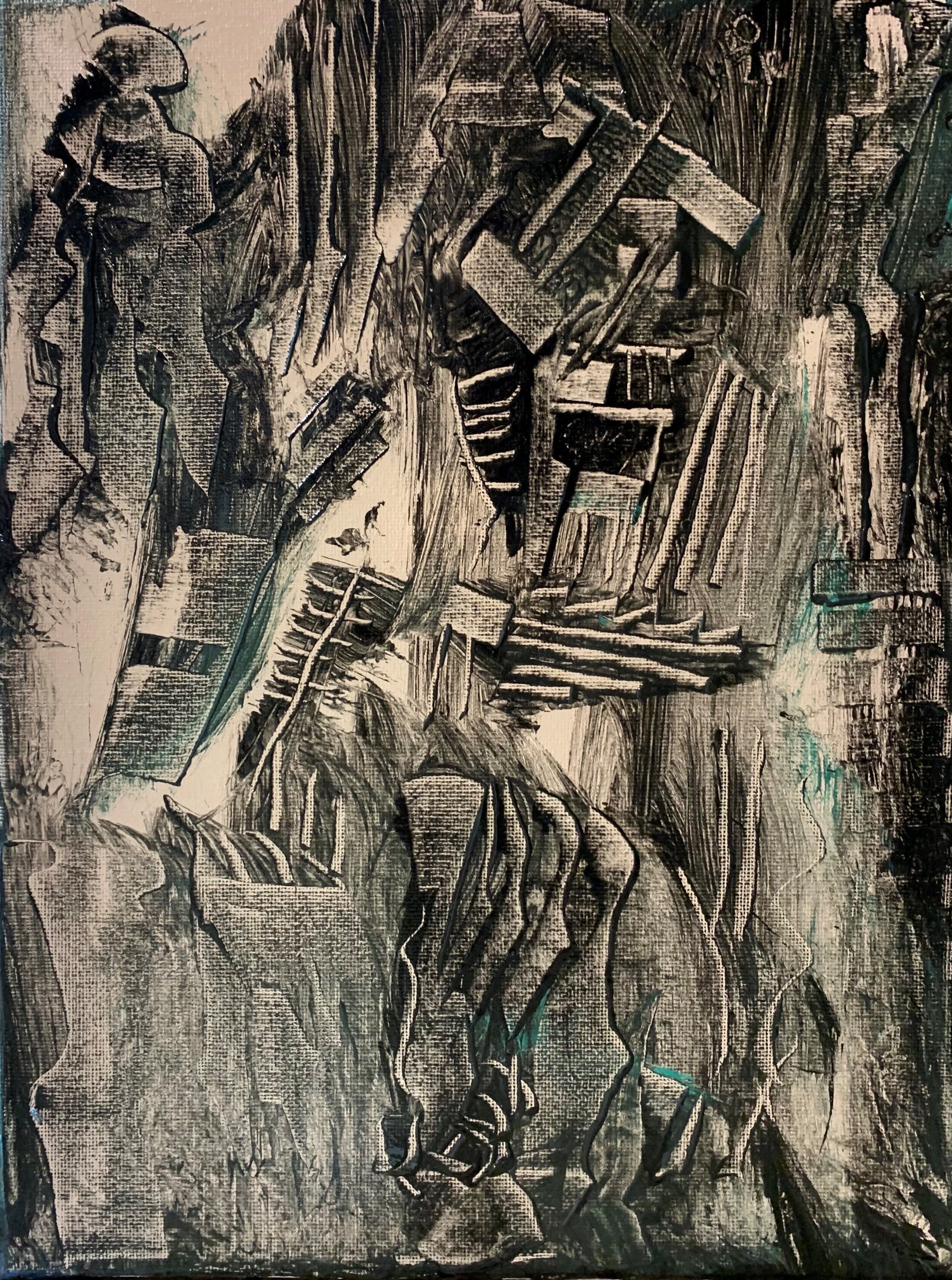  Salvage, 2021, 12" x 9", Acrylic on Canvas 