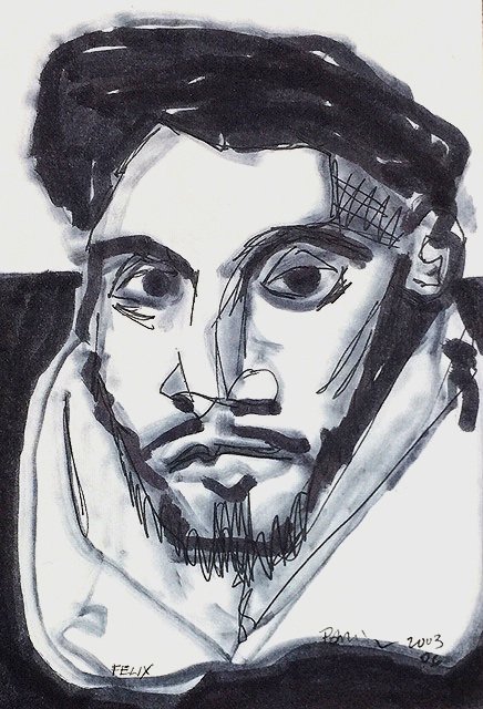 Drawing After El Greco, 7" x 5", Magic Marker on Paper