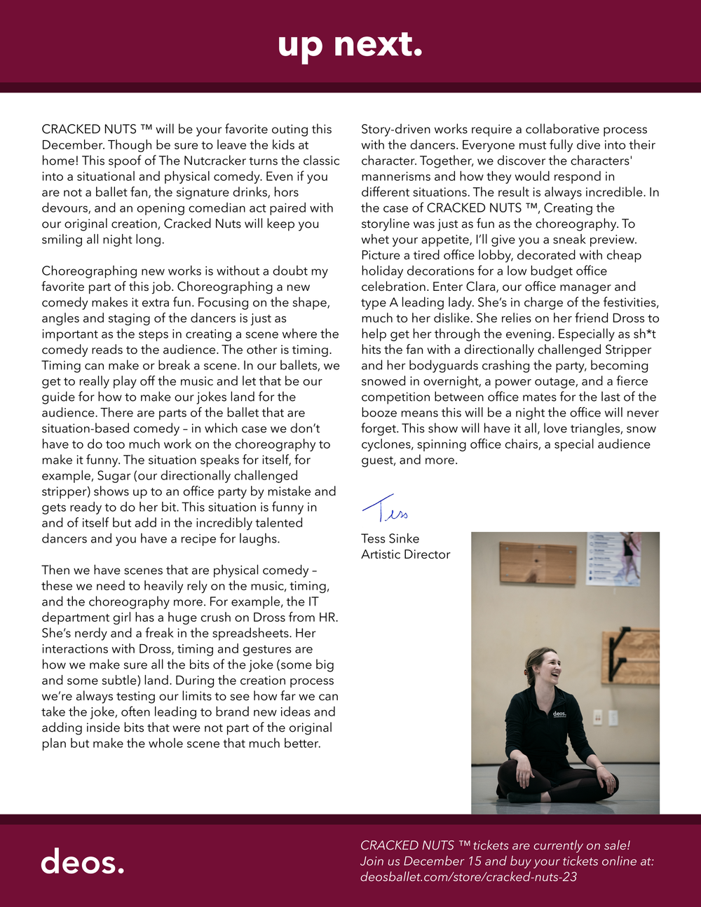Beyond the Barre Newsletter — Deos Contemporary Ballet