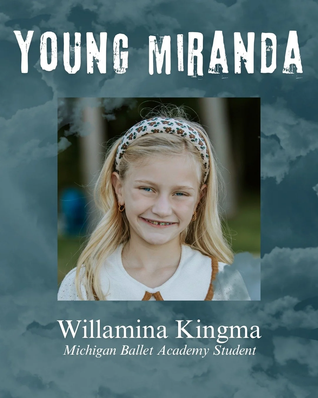 Last but certainly not least, we're excited to welcome Michigan Ballet Academy student Willamina Kingma to the stage for "The Tempest" as Young Miranda! She is doing a fantastic job working with our professional dancers and actors, and we a