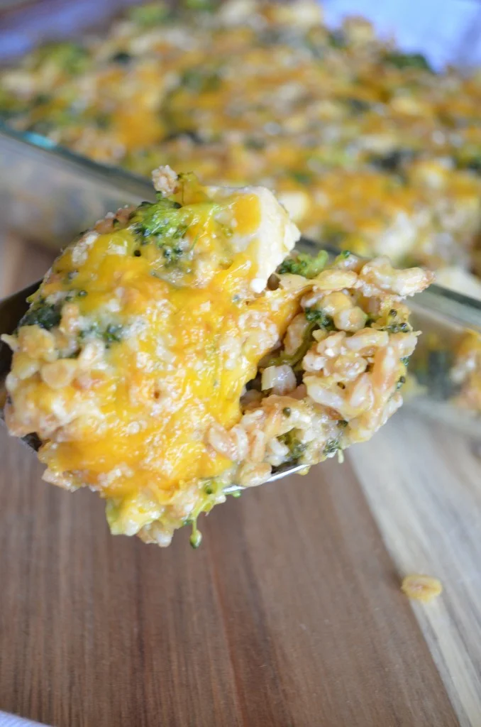 Cheesy Farro, Chicken, and Broccoli Casserole — From Scratch with Maria