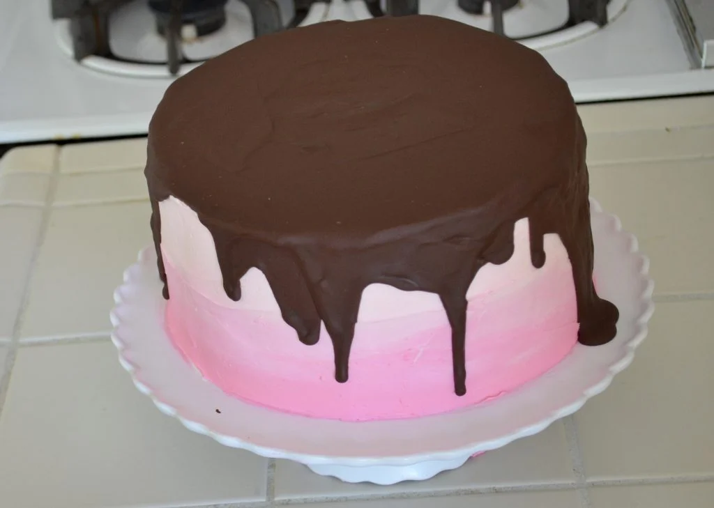 Ombre Cake Dripping With Chocolate