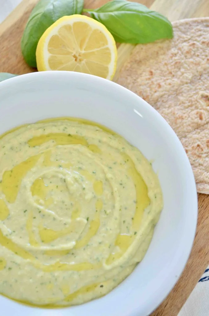 Lemony White Bean and Basil Hummus