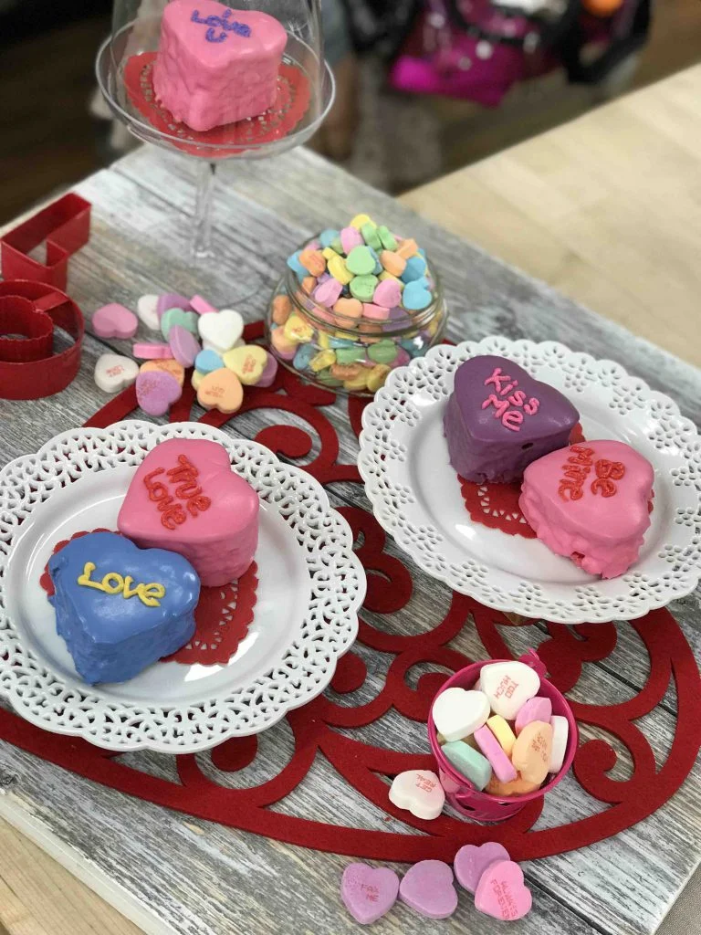 Conversation Heart Cakes for Valentine's Day