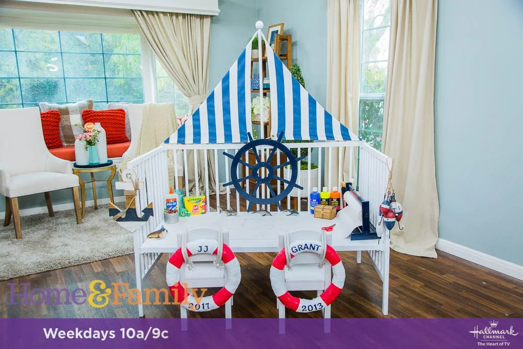 Repurposed Crib into Kid's Activity Table