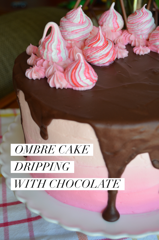 Ombre Cake Dripping With Chocolate