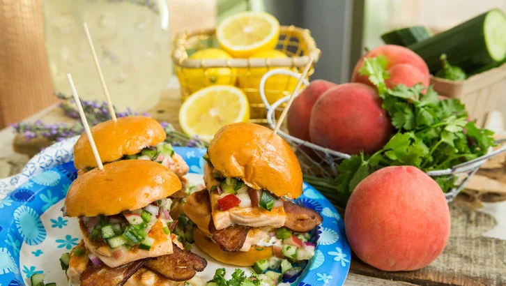 Salmon Sliders With Bacon and Peach Salsa on The Hallmark Channel's Home and Family Show