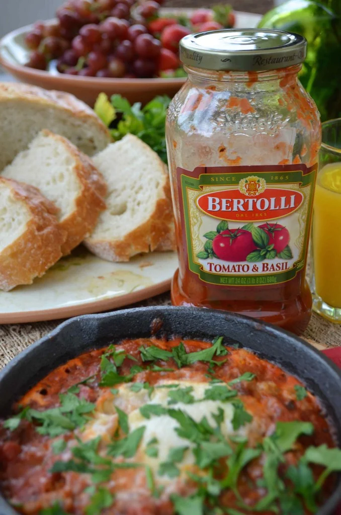 Breakfast Al Fresco With Bertolli; Eggs Poached in Tomato &amp; Basil Sauce
