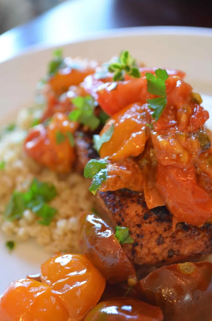 Pan-Seared Salmon with Tomato Vinaigrette