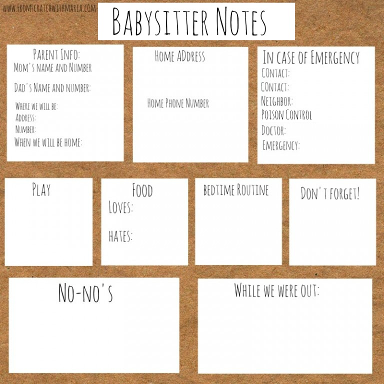 {Free Printable} Babysitter Notes For Children Ages 1 and Up!