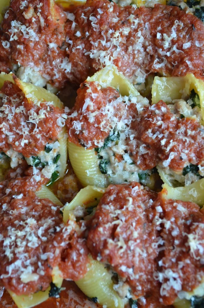 Cheesy Turkey and Kale Stuffed Shells