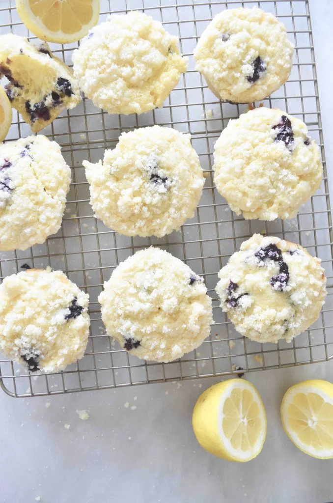 Lemon Blueberry Muffins with Lemony Crumble