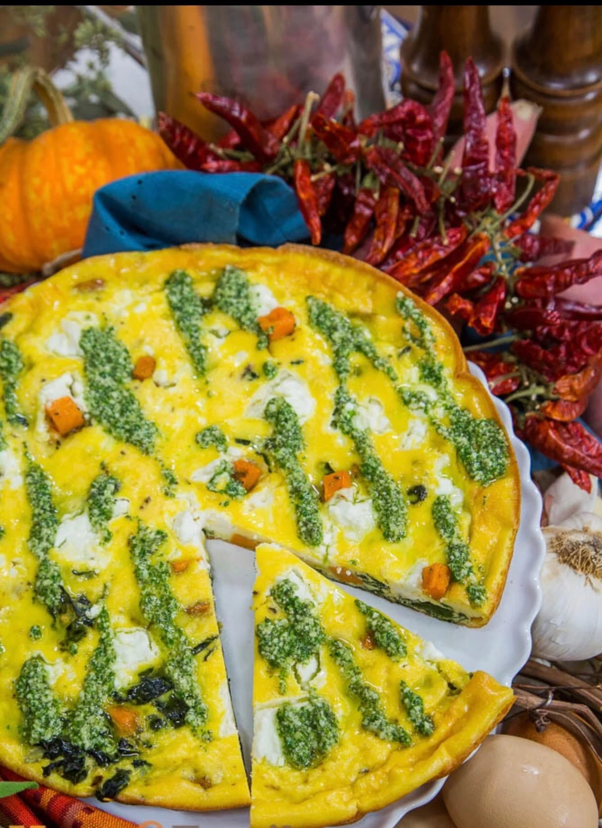 Sweet Potato and Goat Cheese Frittata with Sage Drizzle 