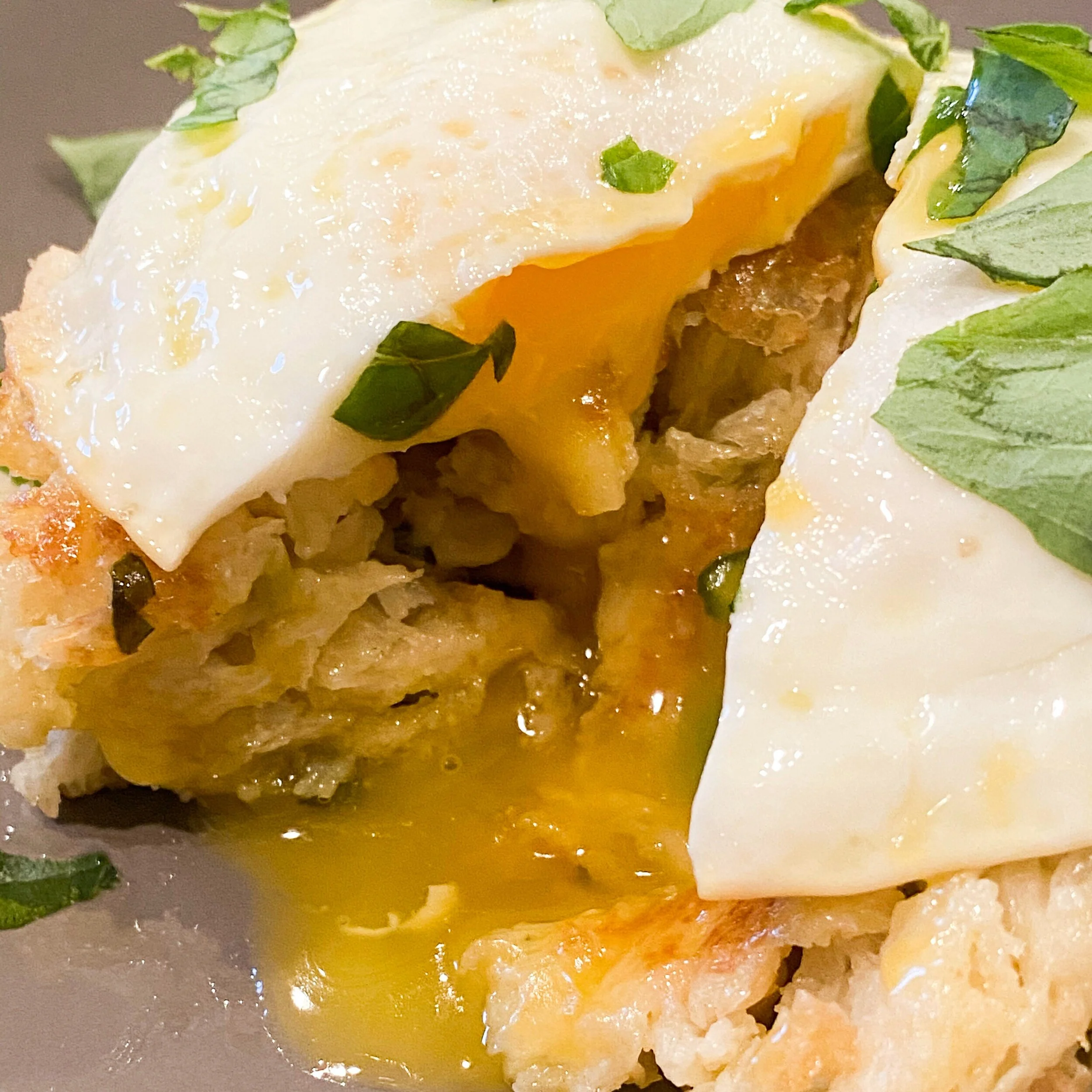 Stuffing Breakfast Patty With A Fried Egg 